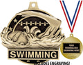 Swimming Medals, 2' Gold Swimming Medal Award with Free Custom Engraving