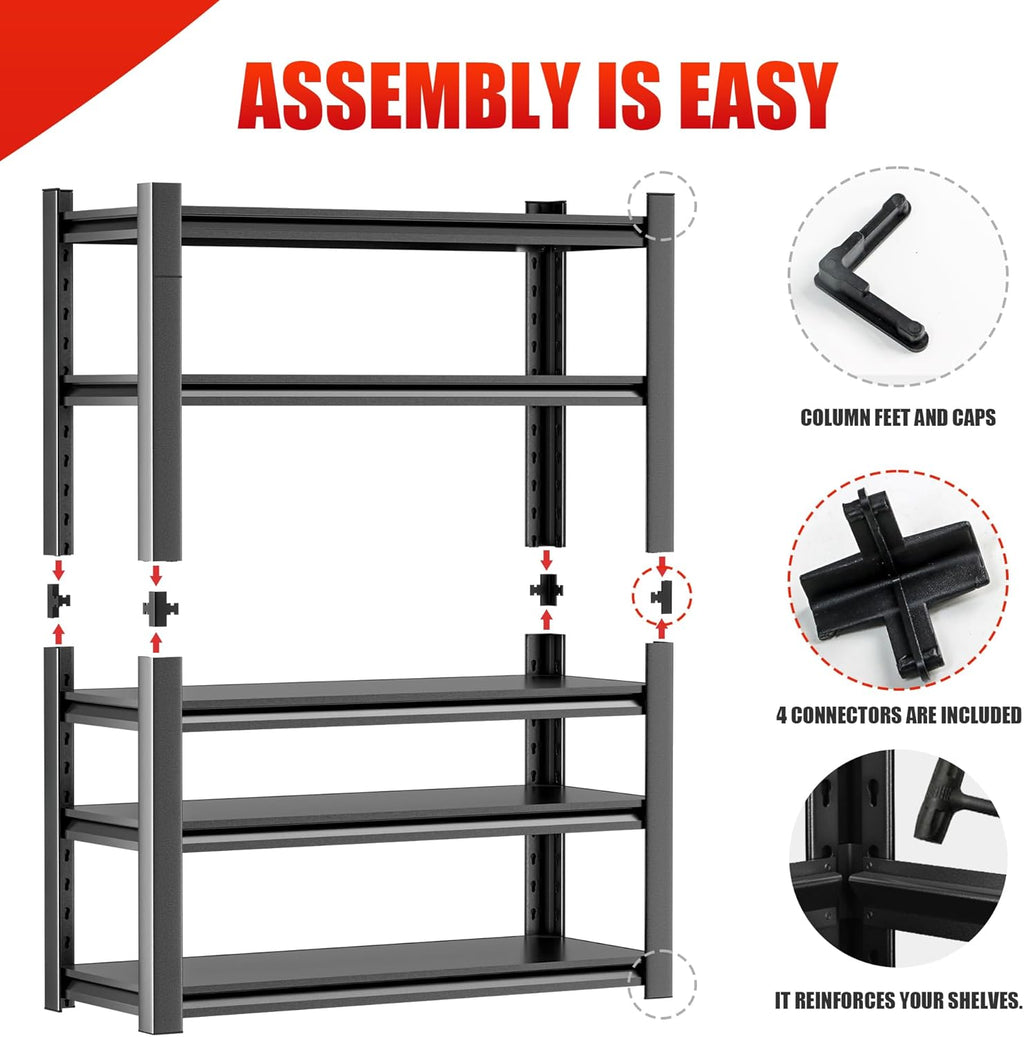 OLLRRACT 5 Tier Heavy Duty Metal Shelving Unit, Industrial Storage Shelf for Garage, Utility, and Industrial Use - Metal Storage Shelf Organizer, Durable Garage Storage Shelving 24' D x48 W x72 H