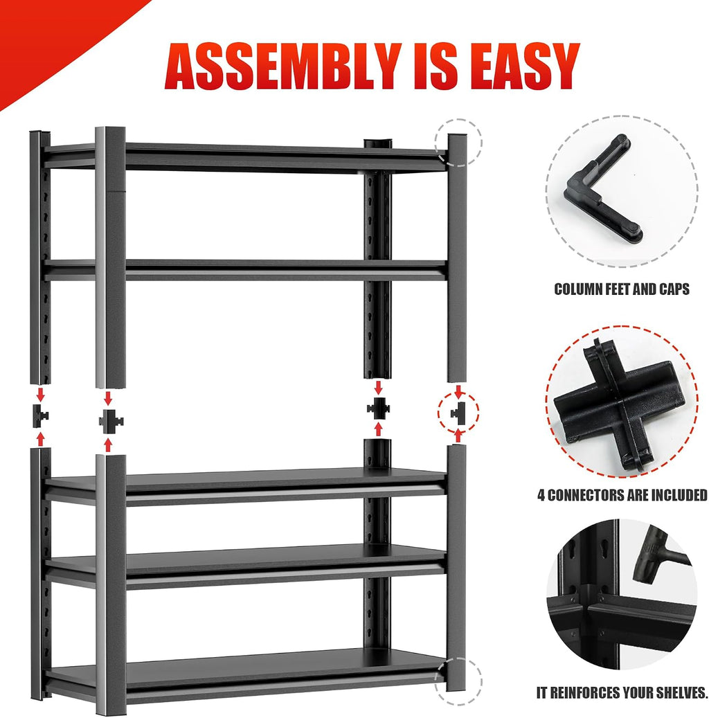 OLLRRACT Heavy Duty Metal Storage Rack Shelving for Garage, 5 Tier Shelving Unit - Garage Storage Shelf, Industrial Utility Shelving, Durable Metal Shelf Organizer 24' D x48 W x87 H