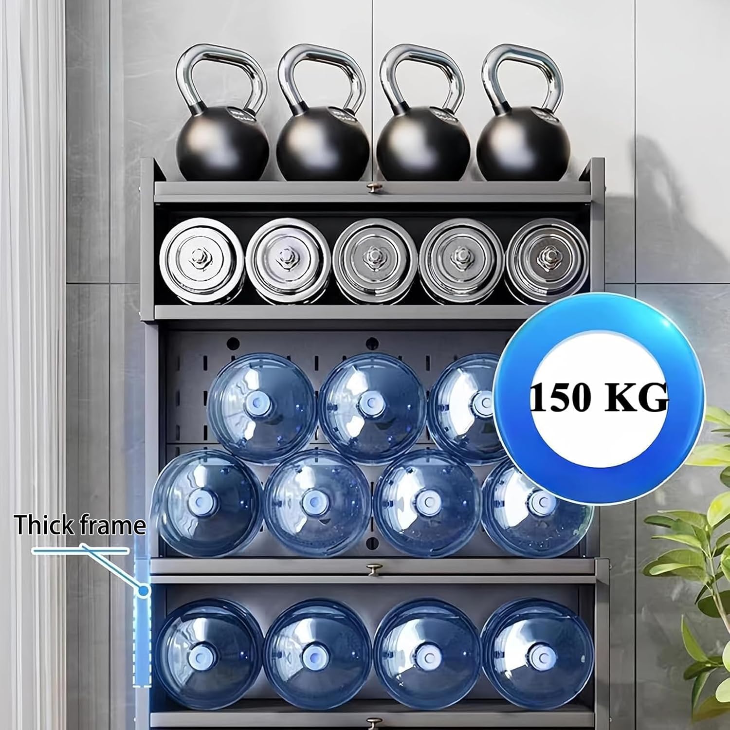 Bakers Rack with Storage, 5-Tier Microwave Stand, Lkitchen Organizers and Storage Rack, for Garage Pantry Home Kitchen Spices, Pots, and Pans Floating Shelves