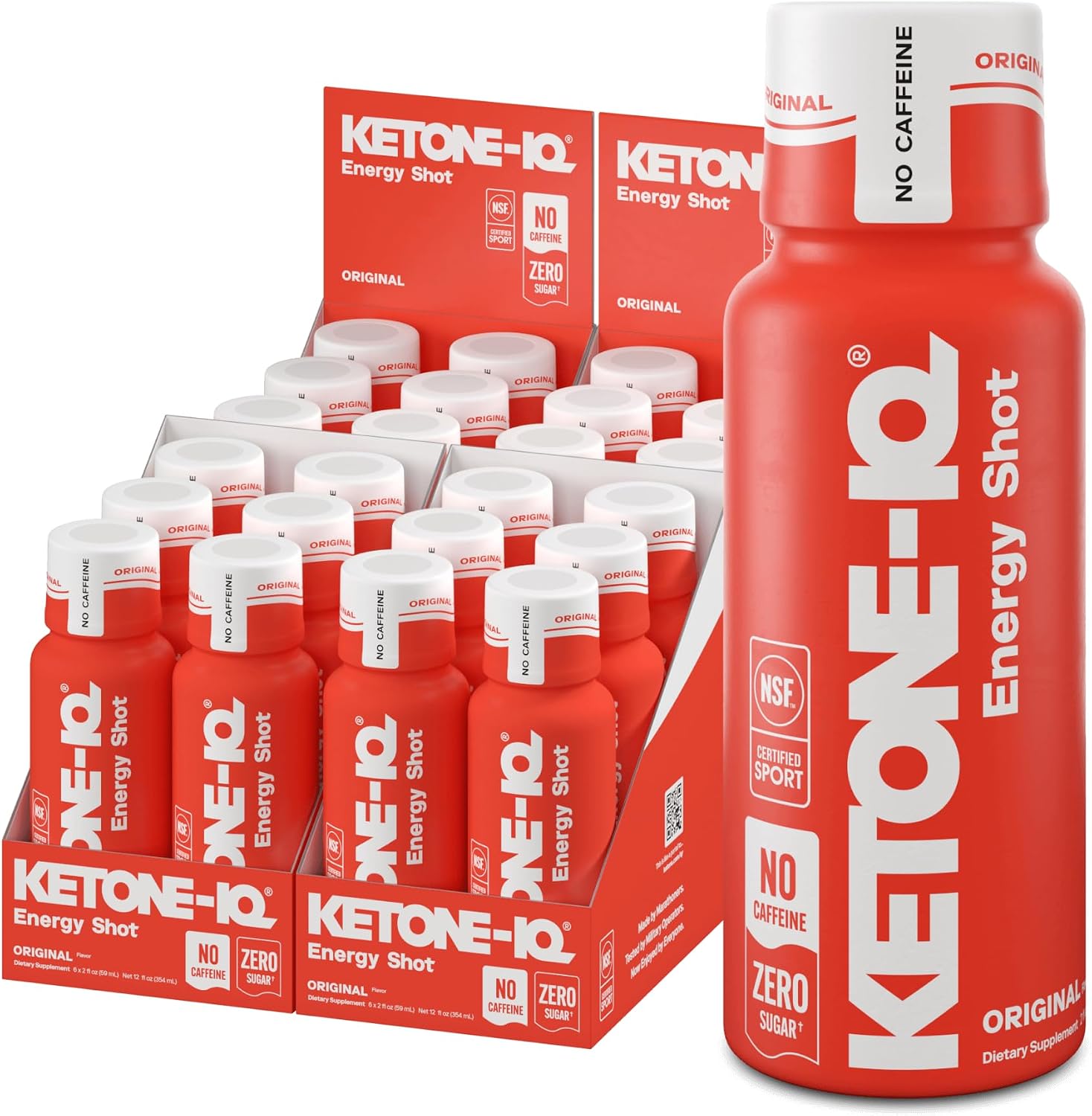 Ketone-IQ No Caffeine Exogenous Ketones Energy Shots - 24 Pack of Caffeine Free Energy Drinks with 10g Ketones - Sugar Free, Salt Free, and All Natural (Original)