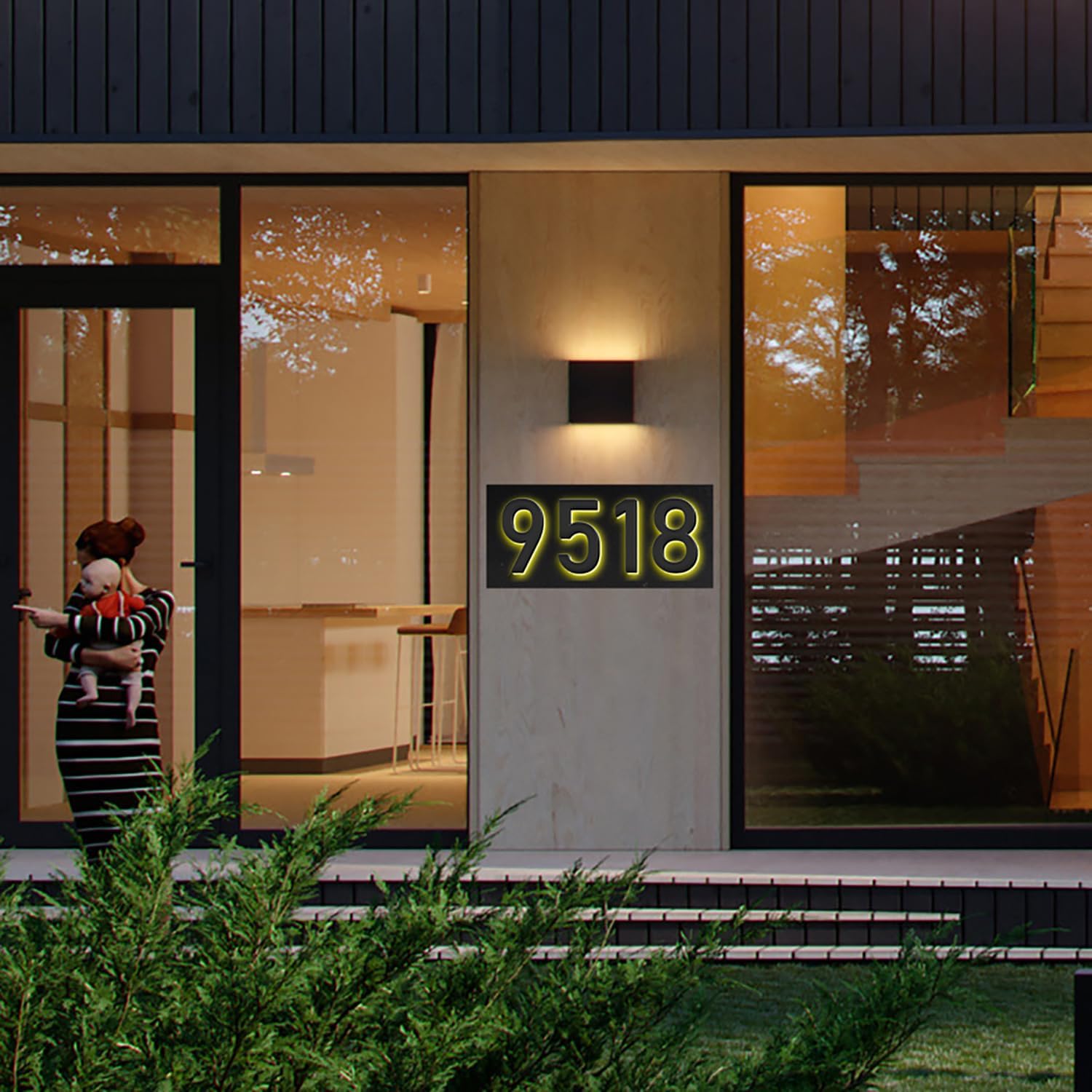 16 Inch Backlit LED Illuminated Address Signs For House Hand-polished Address Numbers For House Modern Large Lighted Metal House Numbers For Outside,7