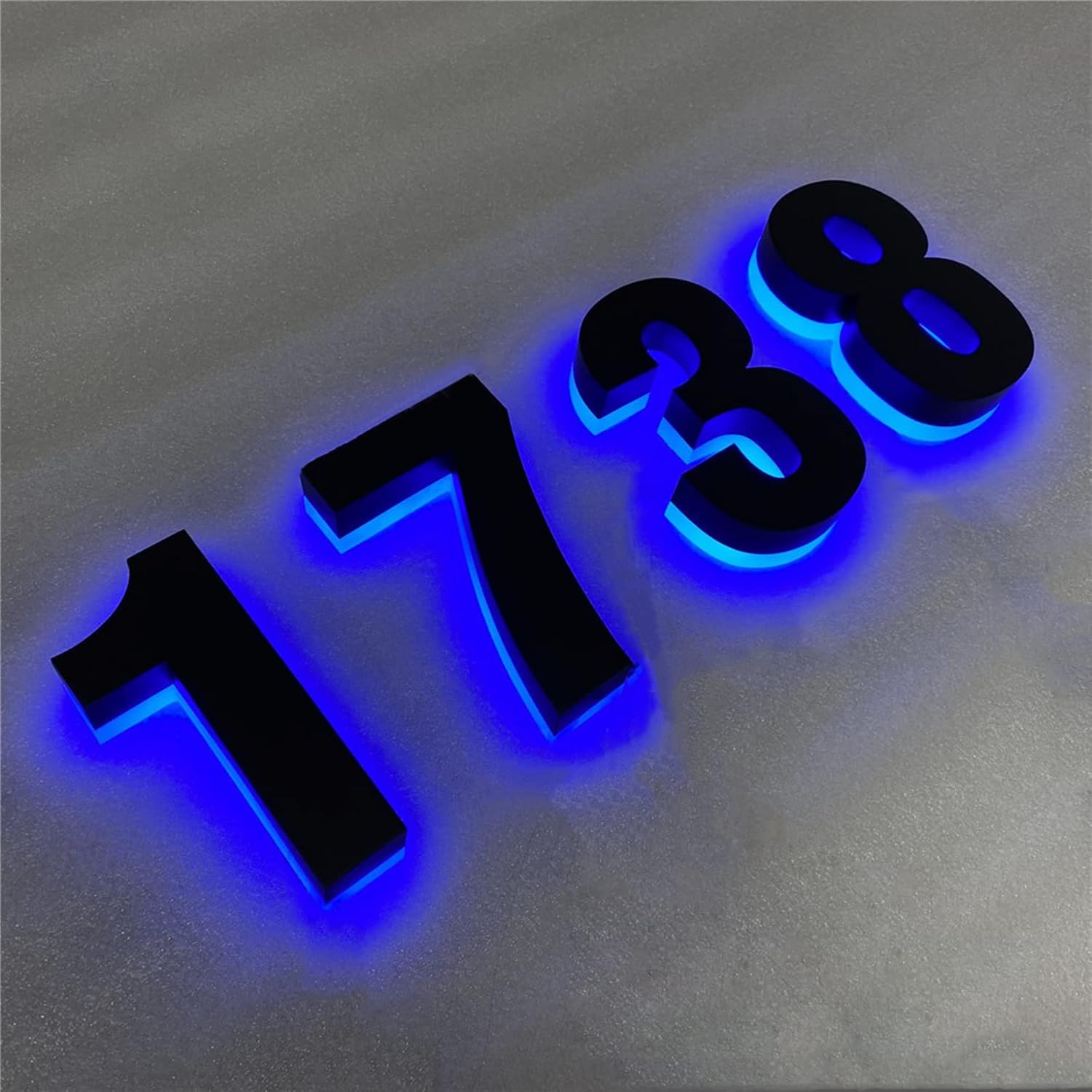 Stainless Steel Backlit LED Address Numbers For House, 14' Modern Large Illuminated House Number Plaque For Wall, Lighted Up House Numbers For Outside,U