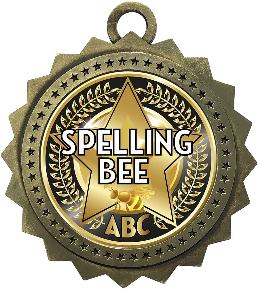 Express Medals Various Styles 1 to 50 Pack Gold Color Engraved Spelling Bee Medals Trophy Award with Neck Ribbon Medal Trophies Gift Prize Tournament Champion Team 1st Place First