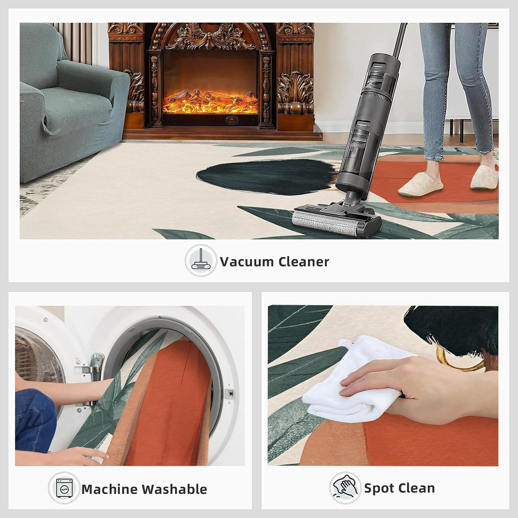 6x8 Fashion Portraits Classroom Rugs - Woman Plants Playroom Rug, Minimalist Art Carpet Area Rug for Girls Bedroom Kids Room Basement Office Classroom