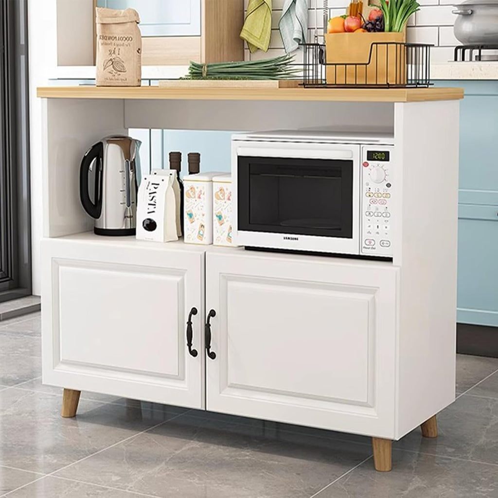 Kitchen Organizer Shelf, Heavy Duty Oven Stand Free Standing Kitchen Storage Shelf Rack Kitchen Baker's Rack with Storage (White 70x40x80cm)