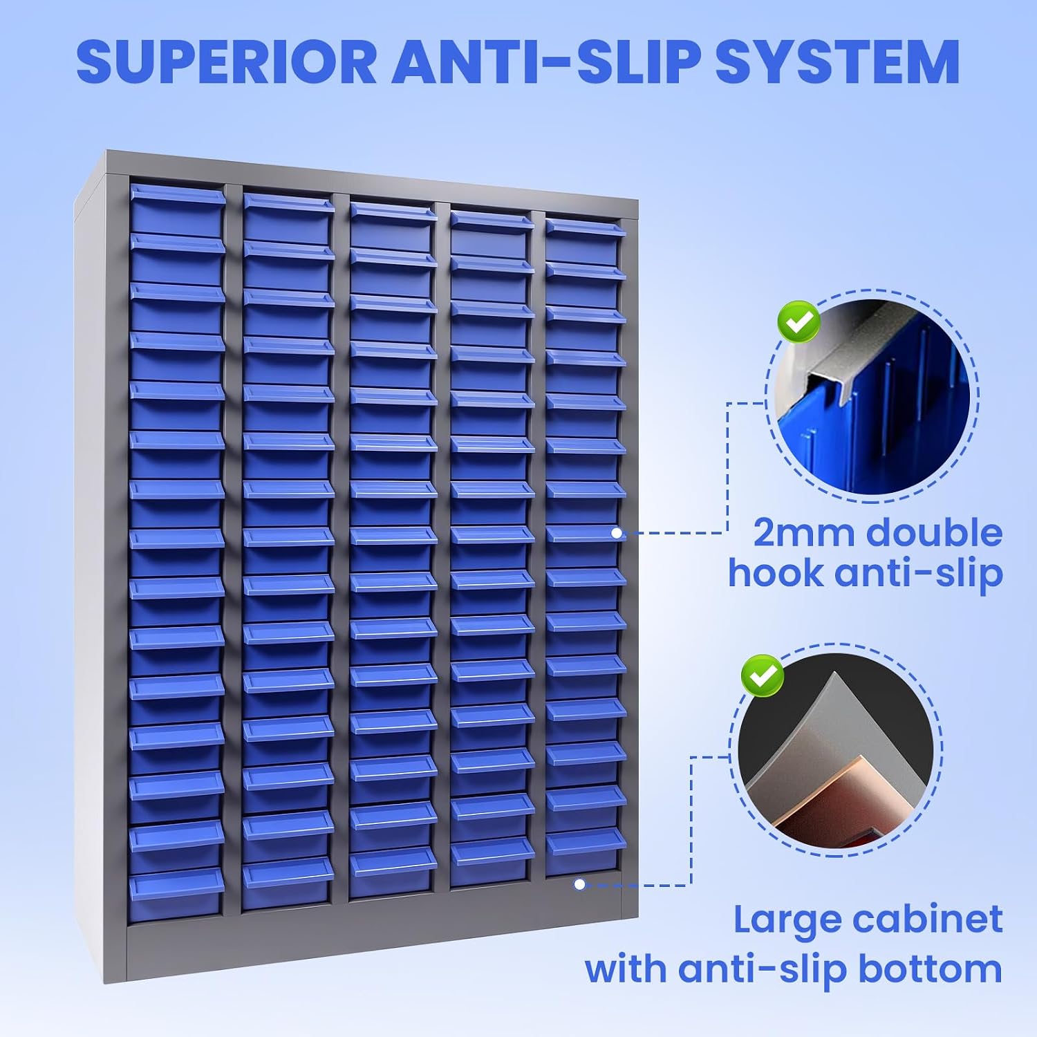 75 Drawer Parts cabinets, Bolt, nut and Tool Parts cabinets, Alloy Steel Parts Cabinet with ABS Labels and Shelves, Suitable for garages, basements, and Small Tool Storage