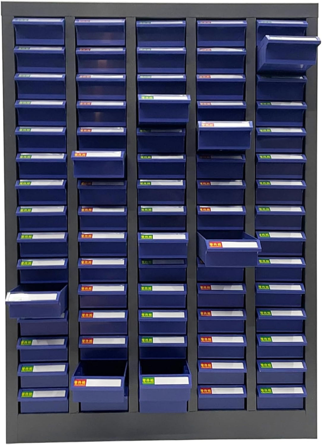 Parts Cabinet with 75 Drawer, 25.6' L x 8.7' D x 35.4' H, Cold-Rolled Steel Frame and ABS Drawers for Bolts Nuts Legos Beads Samples Metals Documents Garages Factories Offices