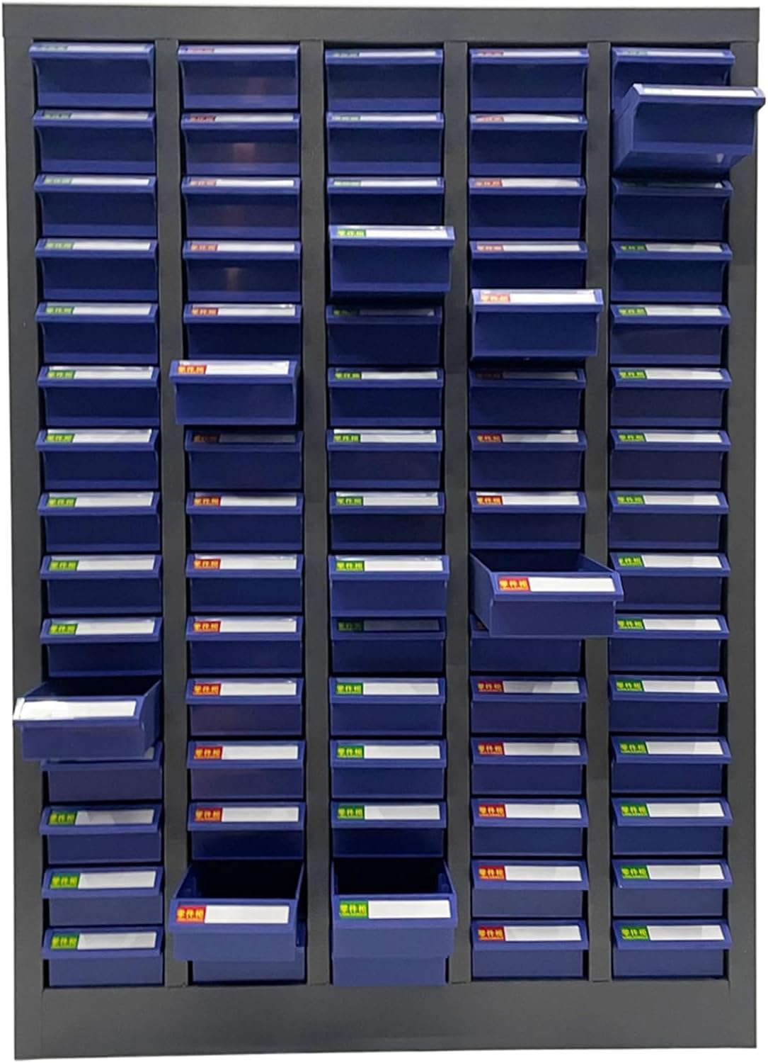 Parts Cabinet with 75 Drawer, 25.6' L x 8.7' D x 35.4' H, Cold-Rolled Steel Frame and ABS Drawers for Bolts Nuts Legos Beads Samples Metals Documents Garages Factories Offices