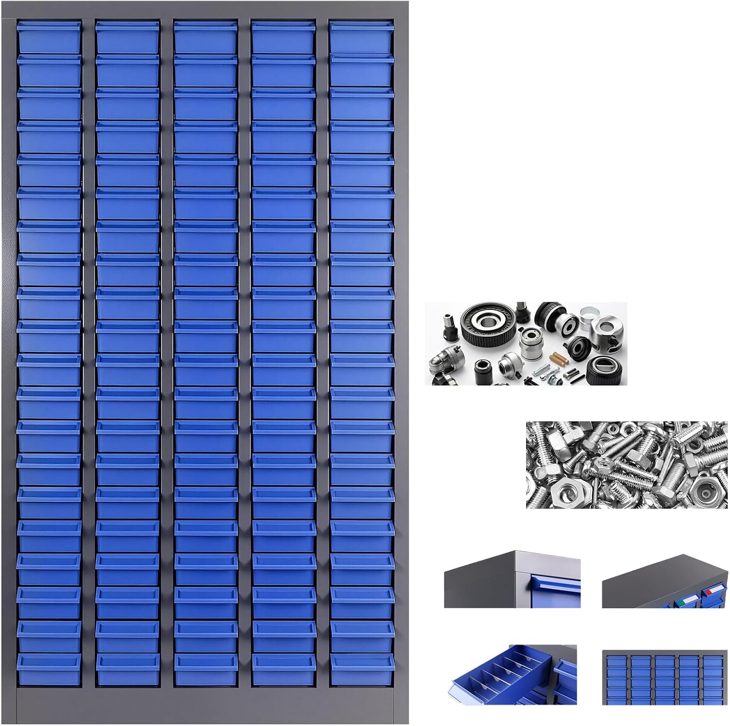 100-Drawer Tool Storage Cabinet, 25 * 8.66 * 46 Inches Drawer Storage with Rustproof Finish - Bolt Bin & Nuts and Bolts Organizers and Storage for Garage, Office,Craftsmen