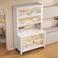 6-Tier Kitchen Bakers Rack, Kitchen Microwave Stand, Bakers Rack with Storage, Pegboard, Adjustable Shelf(White-80Cm)