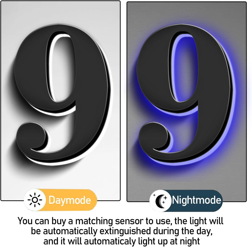 Illuminated LED House Numbers, Stainless Steel, Backlit LED Illuminated Home Address Number, Up-Scale Modern Look, Lighted House Numbers, Modern Address Numbers,20 Inch/500mm,6