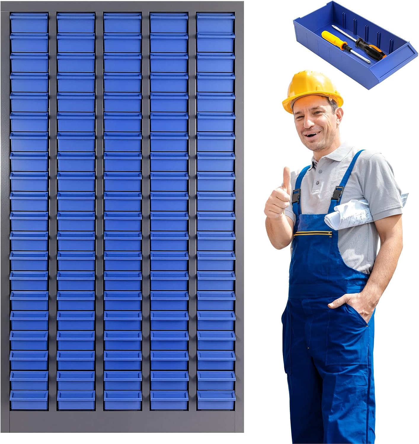 Part Cabinet with 100 Drawers, Nuts Bolts Screw Bins Tool Storage Cabinet, Heavy Duty Part Organization Shelves for Workshop, Garage