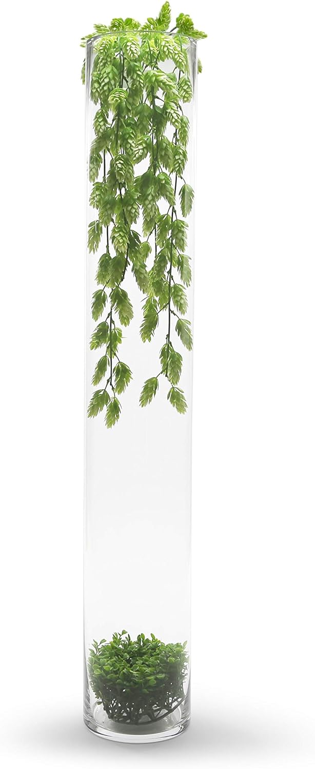 WGV Tall Cylinder Glass Vase Bulk, Open Width 5', Height 35', Clear Large Floral Container, Planter, Centerpieces for Wedding Party Event, Home Office Decor, 2 Pieces