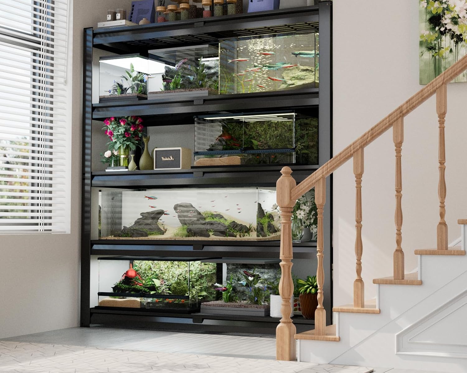 PrimeZone 72' H Heavy Duty Garage Shelving 2500 LBS 5 Tier Heavy Duty Storage Shelves Adjustable Industrial Metal Wire Shelf Unit for Garage,Basement,Pantry,Warehouse,Commercial,48' W X 24' D X 72' H