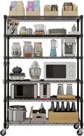 6-Tier Shelving Metal Storage Rack Adjustable Shelves,Standing Storage Shelf Units for Laundry Bathroom Kitchen Pantry Closet (Black 46.06''D × 17.72''W × 81.89''H)