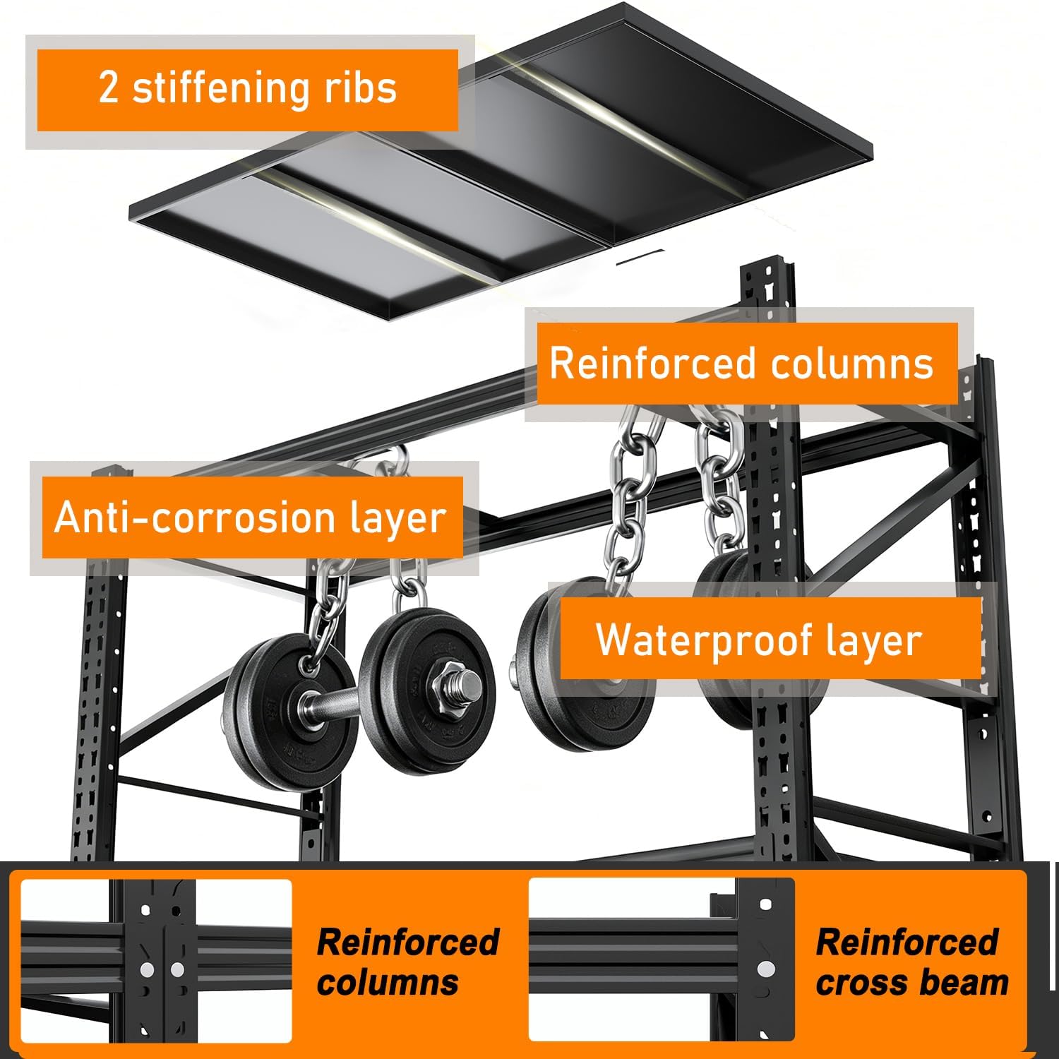 Garage Shelves Heavy Duty 73' H*57' W*23.6' D Metal Garage Shelving Unit High Load Capacity Industrial Storage Shelves for Garage Warehouse Basement
