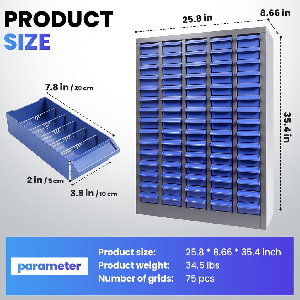 100-Drawer Nut and Bolt Organizer, Small Parts Organizer, Bolt Bin, Metal Storage Cabinet Tool Cabinet with Drawer for Garage, Workshop, Home Office