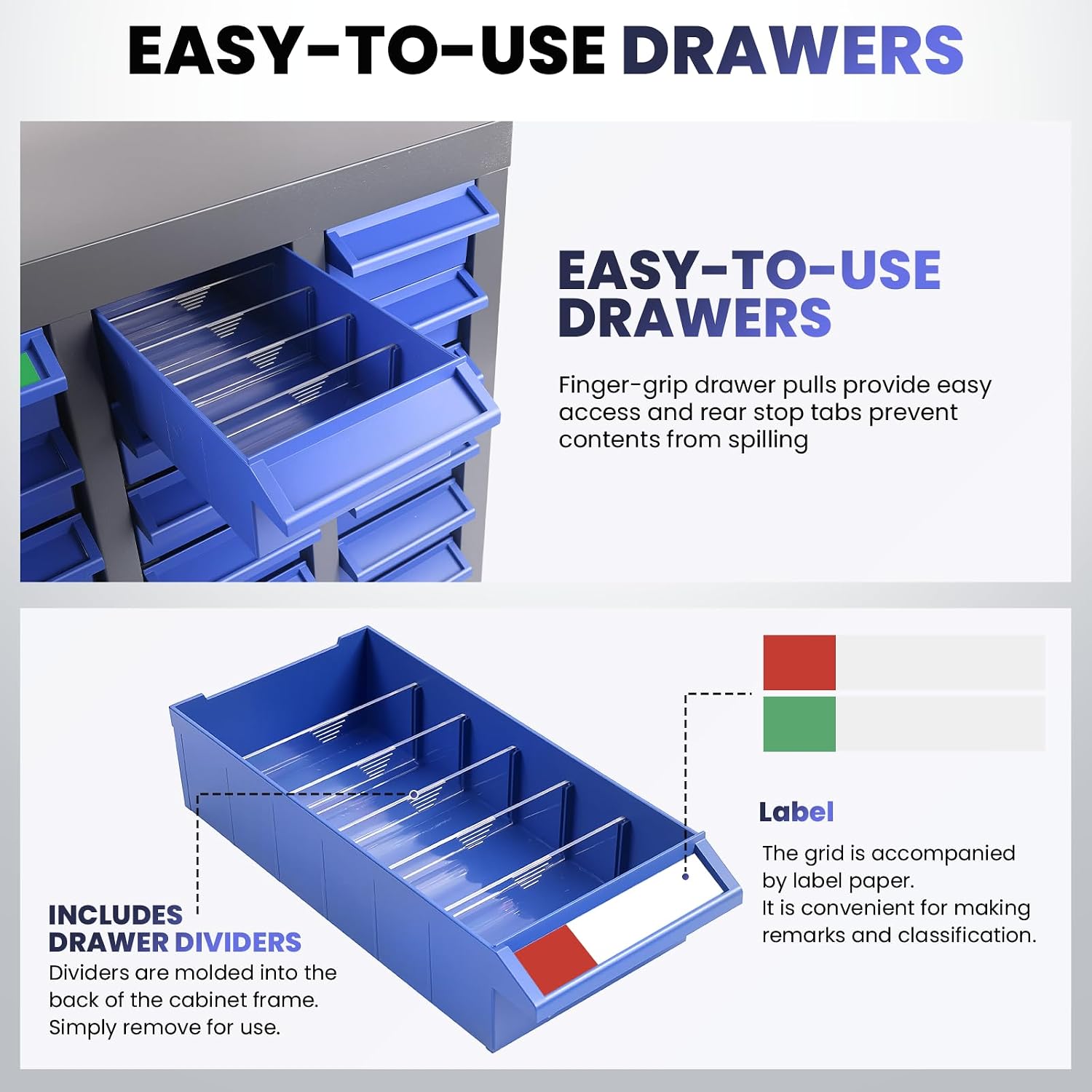 100 Drawer Alloy Steel Nut and Bolt Organizer, Hardware Storage, 26' L×9' W×46' H Nuts and Bolts Organizers and Storage, Parts Organizers for Shop Garage Workshop