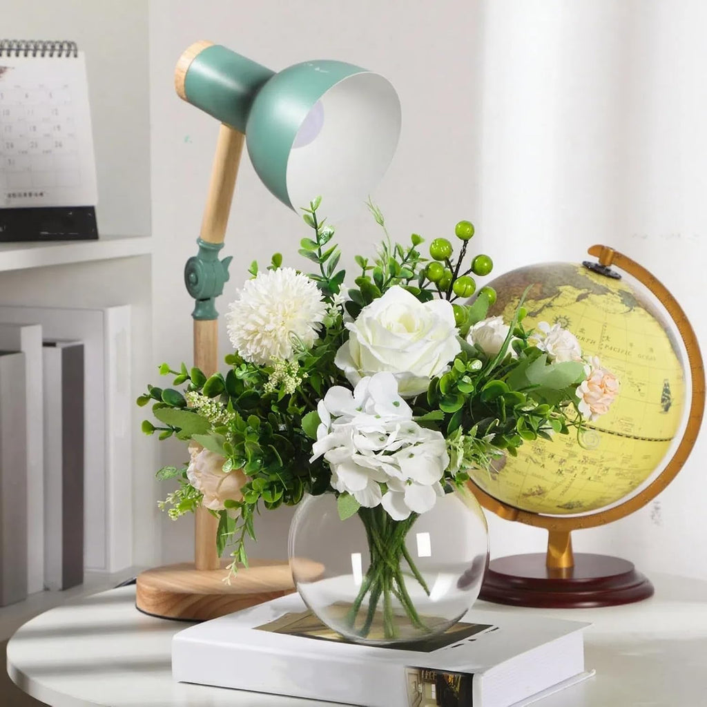 16 Pcs Glass Fish Bowl Round Vase for Centerpiece Bulk Clear Bubble Fish Bowl Decorations Flower with Water Gel Beads for Wedding Floral Floating Filler Home Decorations