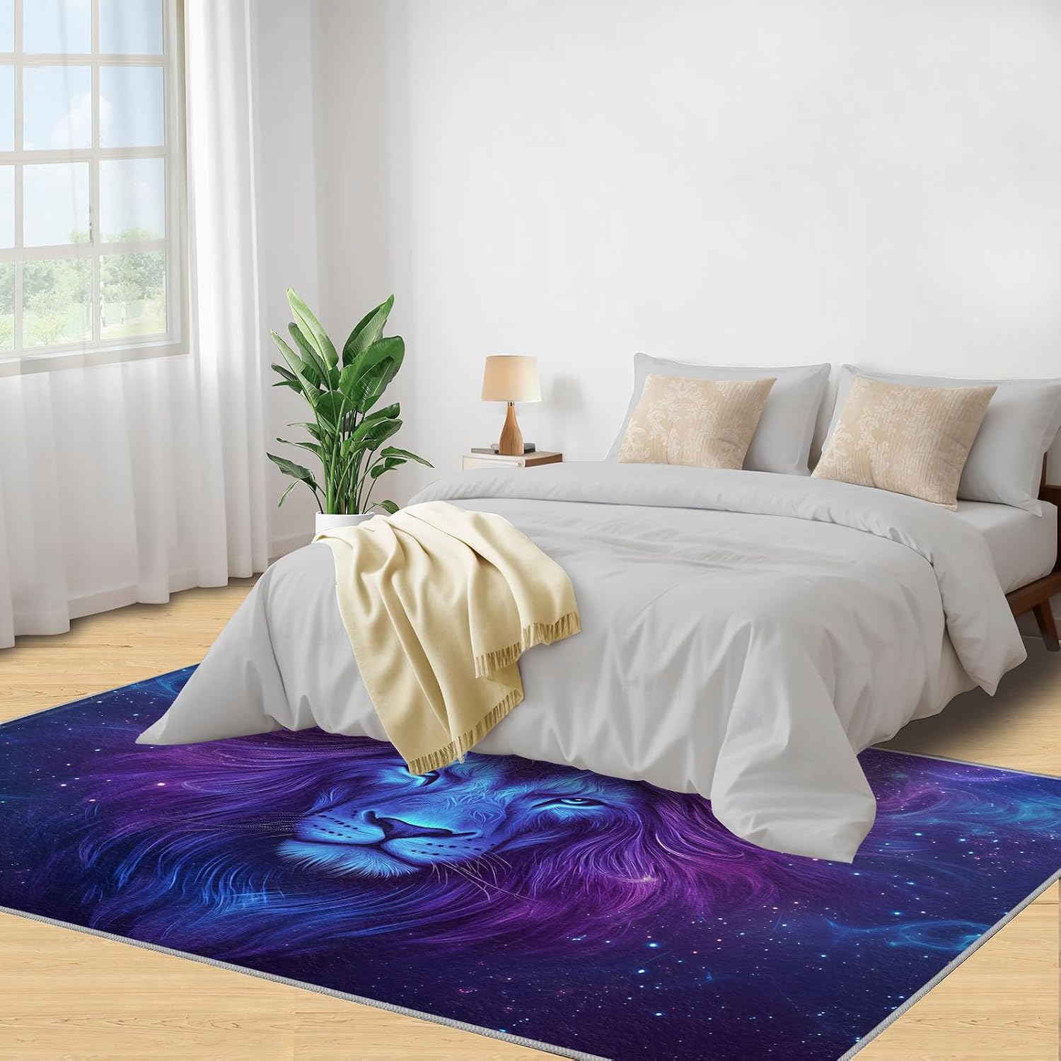 Lion Rug 6x8-6x8 Rug, Fantasy Galaxy Area Rugs for Living Room Bedroom, Wildlife Area Rugs, Wild Animal Washable Carpet, Boys Room Carpet, Lion Home Decor