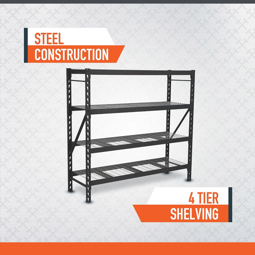 Ironton 4-Tier Industrial Steel Shelving Unit, 8,000-Pound Load Capacity, Garage Storage Rack, 77' W x 24' D x 72' H