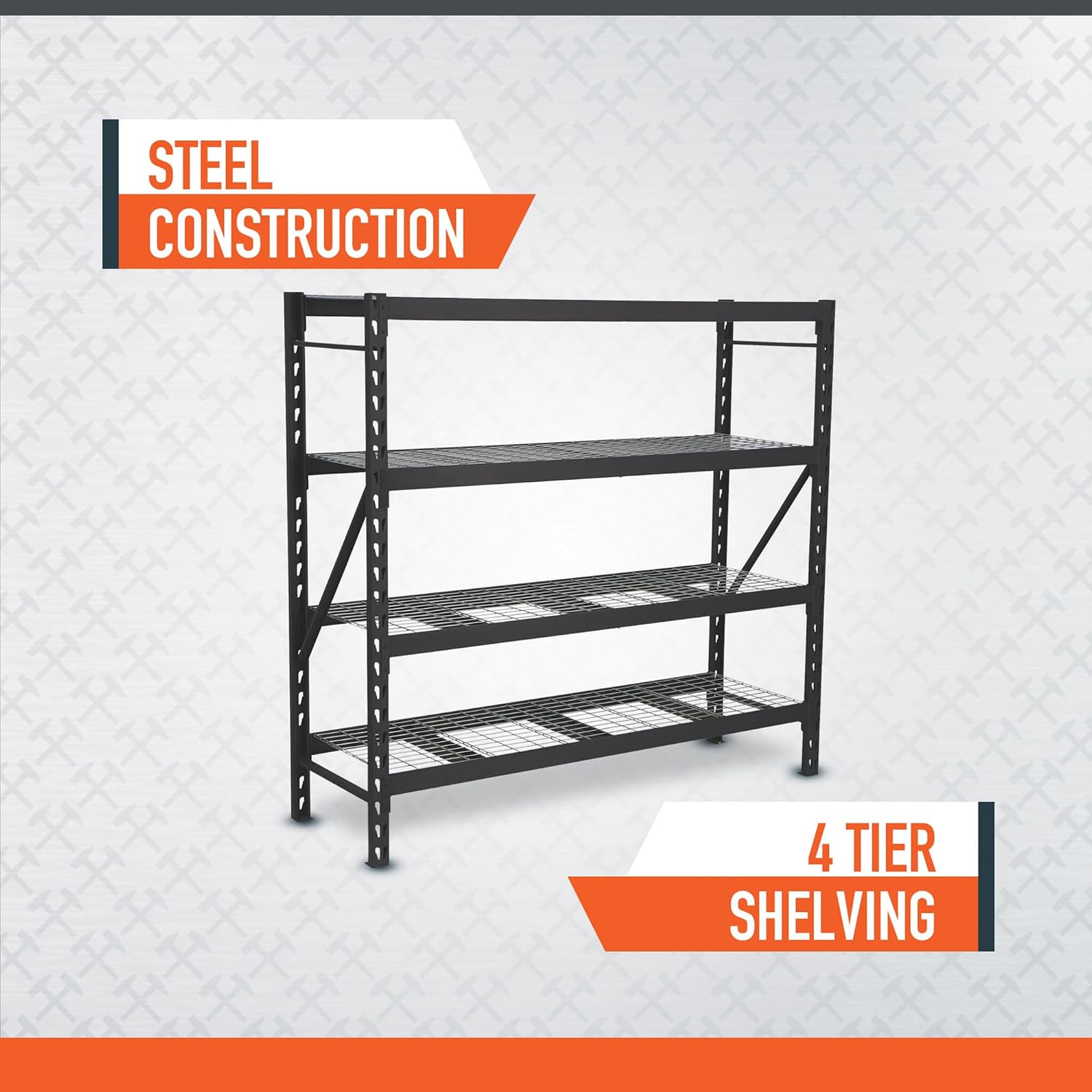 Ironton 4-Tier Industrial Steel Shelving Unit, 8,000-Pound Load Capacity, Garage Storage Rack, 77' W x 24' D x 72' H