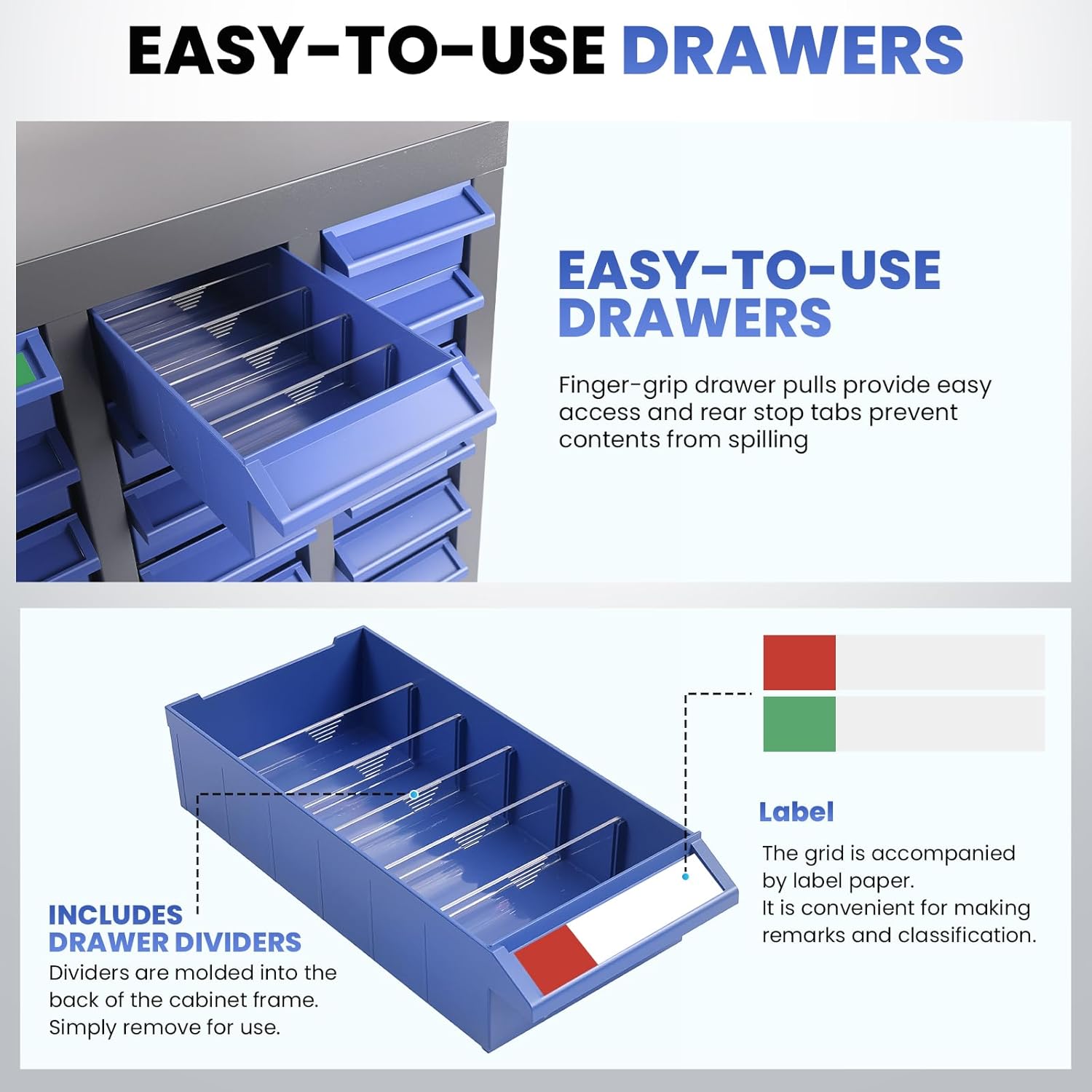 40-Drawer Nut and Bolt Organizer, Small Parts Organizer with Alloy Steel Frame & ABS Drawers, Bolt Bin for Garage, Teacher Toolboxes, Makeup & Workshop, Tool Hardware Storage (40-grid drawer)