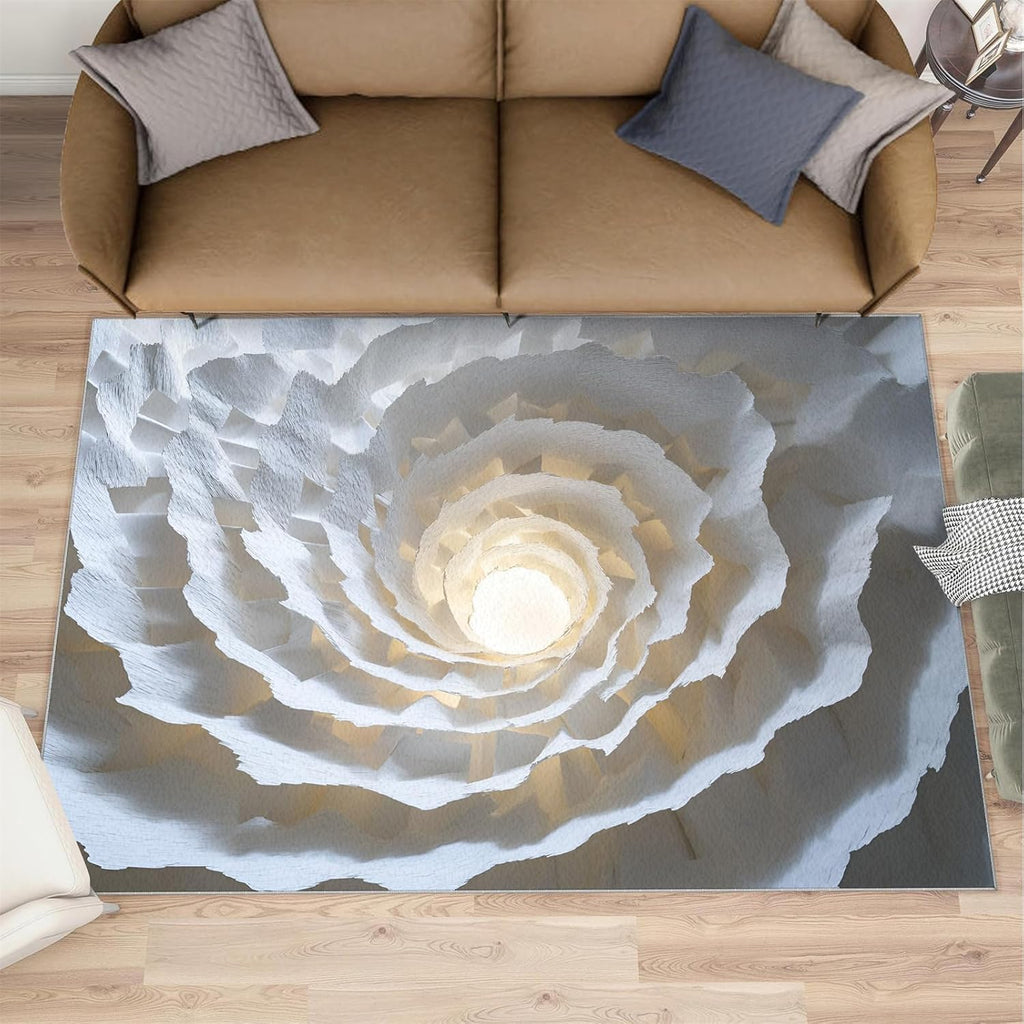 Abstract Swirls Area Rug, Optical Illusion Bedroom Rug, Non Slip Bedside Rugs for Sofa Table Under Living Room Home Decor Floor Mat 6x8