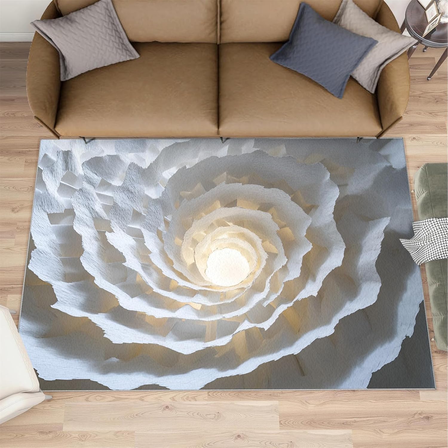 Abstract Swirls Area Rug, Optical Illusion Bedroom Rug, Non Slip Bedside Rugs for Sofa Table Under Living Room Home Decor Floor Mat 6x8