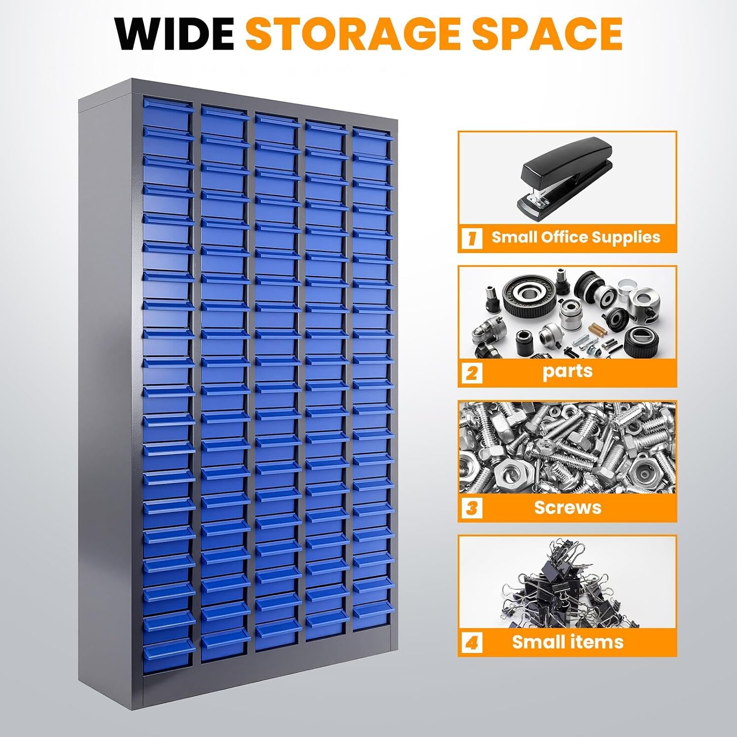 100-Drawer Tool Storage Cabinet, 25 * 8.66 * 46 Inches Drawer Storage with Rustproof Finish - Bolt Bin & Nuts and Bolts Organizers and Storage for Garage, Office,Craftsmen
