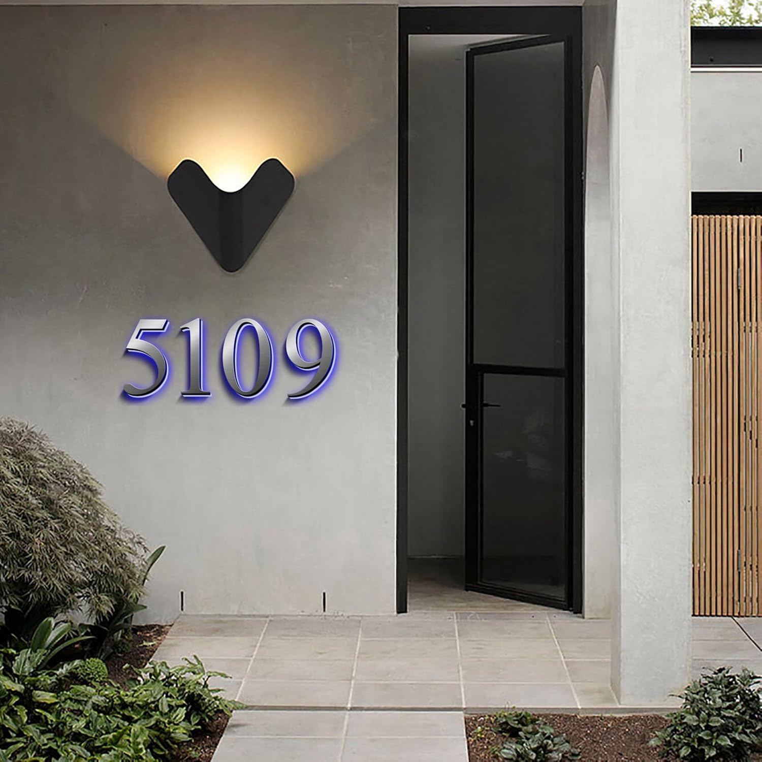 Stainless Steel Illuminated LED House Numbers For Outside, Backlit LED Floating Home Address Number, Modern Large Lighted House Numbers For Outside Modern