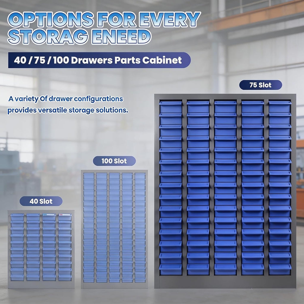 75 Drawers Parts Cabinet Bolt and Nut Tool Storage Cabinet, ABS Material Hardware Organizer, Adjustable Bolt Bin, Bolt Bins Organizer for Shop