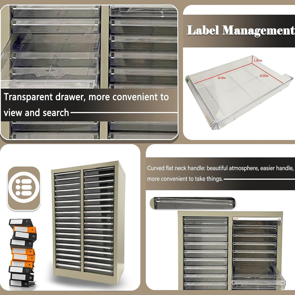 File Cabinet with 36 Drawers Documents Storage Organizer Office File Storage Cabinet with Labels for Paper/Book/Bolt/Nut