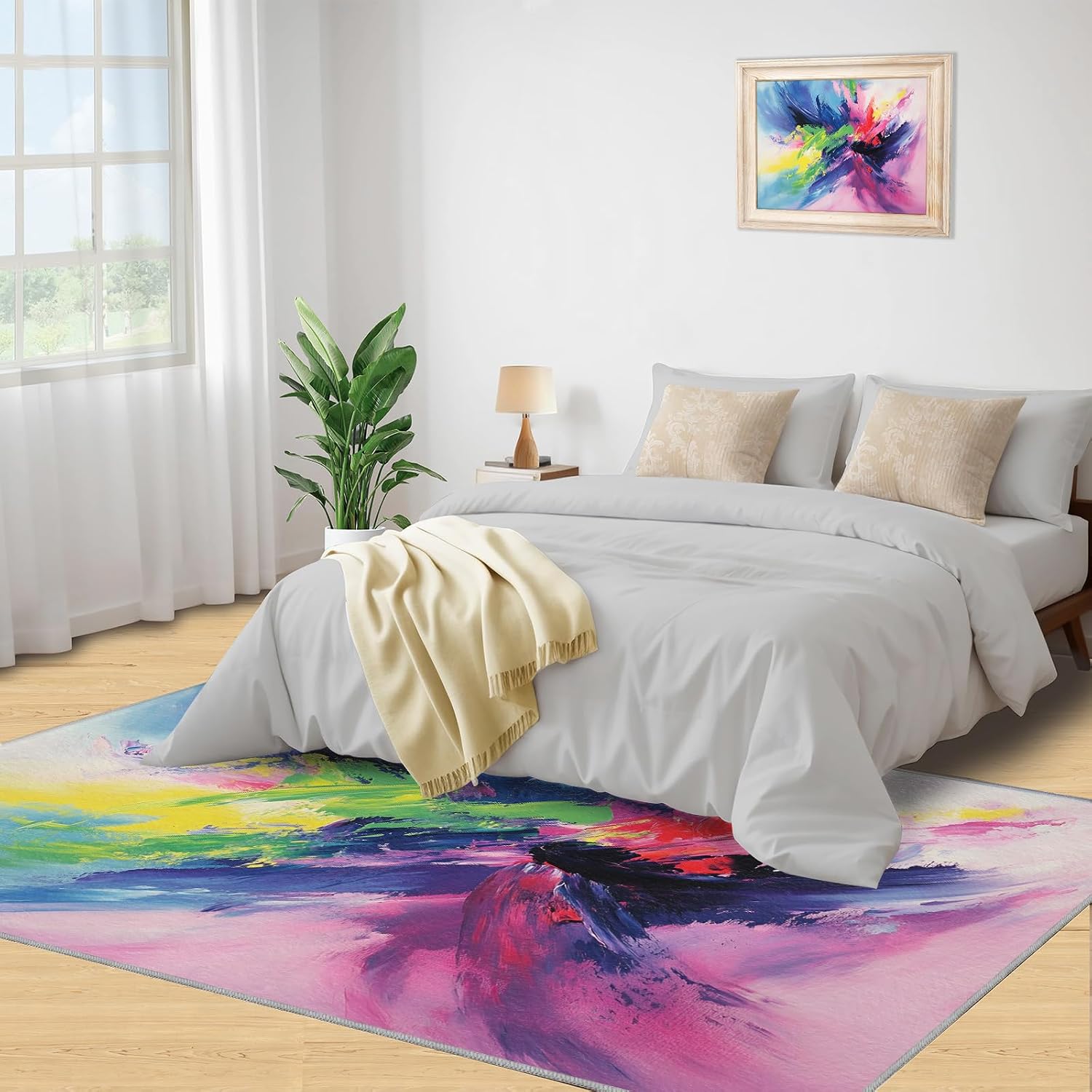 Abstract Rug 6x8-6x8 Rug, Oil Painting Area Rugs for Living Room Bedroom, Modern Colorful Smear Rugs, Fashion Washable Carpet, Art Carpet, Abstract Home Decor