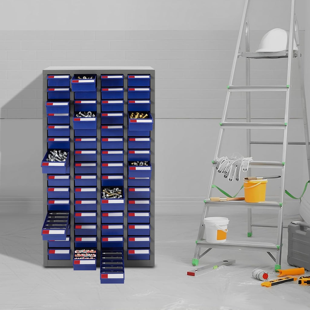 60 Drawer Bolt and Nut Tool Storage Cabinet, Hardware Tool Storage Cabinet, Steel Parts Process Storage Organizer, for Storing Tools, Metal and Electronic Components (Blue)