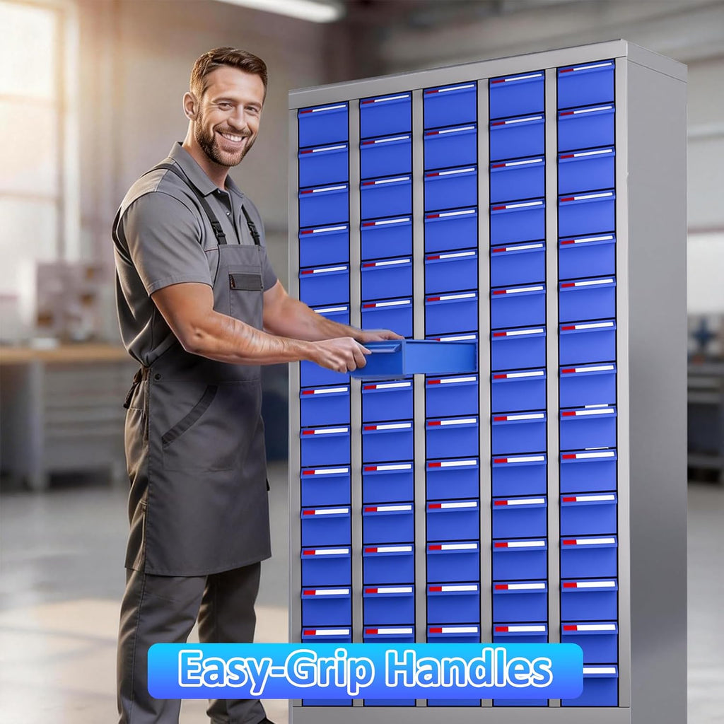 75 Drawers Nut and Bolt Organizer, 36' H x 26' D x 9' W Bolt and Nut Tool Storage Cabinet with Acrylic Adjustable Shelves & Label Stickers, Alloy Steel Parts Cabinet for Garage, Workshop, Factory