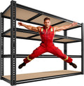 ROOMFAVE 60' W Garage Shelving Metal Shelving 2800LBS Storage Shelves Heavy Duty 4 Tier Adjustable Shelving Unit for Storage Rack Pantry Shelf Industrial Commercial,60' W x 18' D x 60' H
