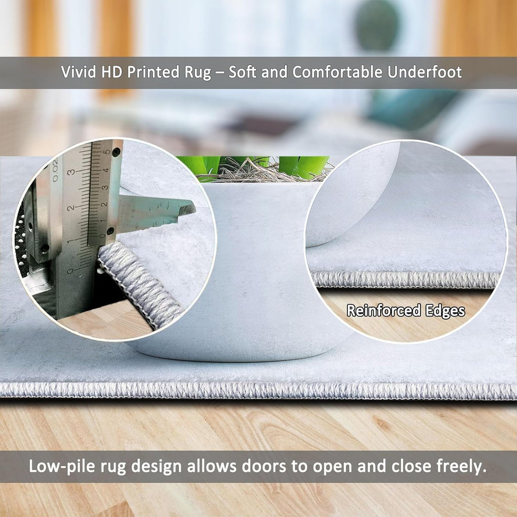Modern Low-Pile Washable Area Rug 5 x 7 ft, Bedroom Non-Slip Carpet Non-Shedding Living Room Rugs Plants Floral Blue Hyacinth Floor Carpet for Kids Nursery Room Office Dining Room