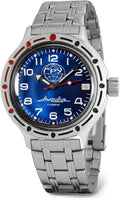 VOSTOK | GRU Amphibian Automatic Self-Winding Russian Diver Wrist Watch | WR 200m | Amphibia 420866 | Blue Dial 40mm Mechanical Watch | Luminous dots