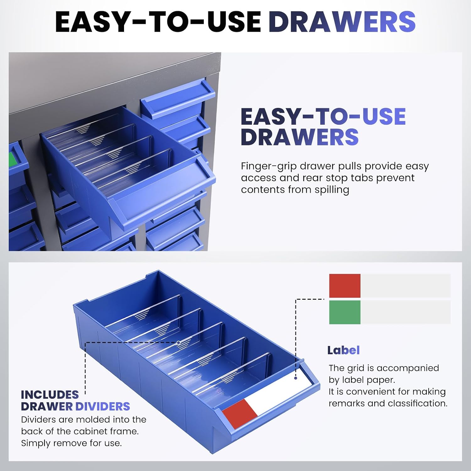 100 Drawer Parts Storage Cabinet, 26'X 9'X 46' ABS Drawer Nut and Bolt Organizer, Heavy Duty Hardware Storage Bolt Bin with Dividers and Labels for Garage Workshop Organization