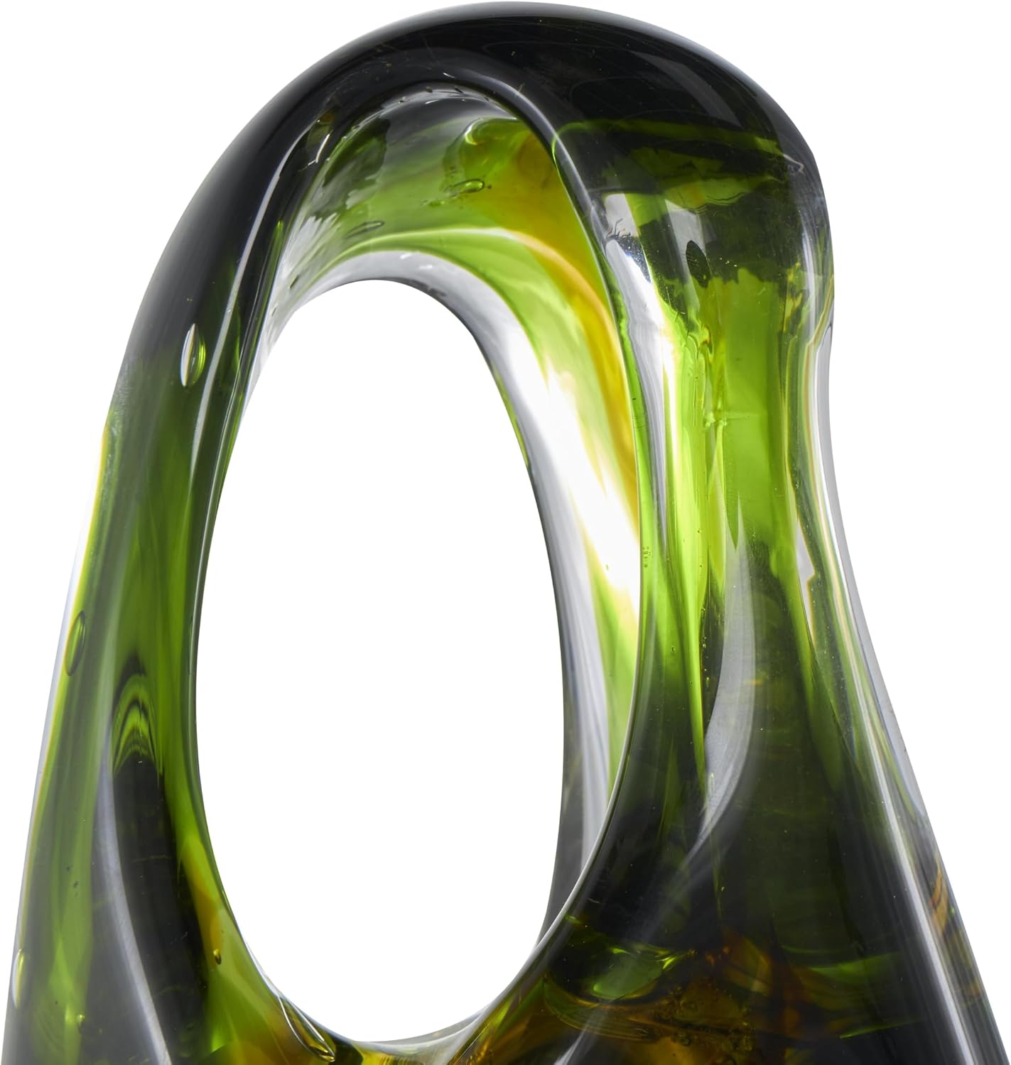Deco 79 Glass Abstract Decorative Sculpture Ombre Cutout Home Decor Statue with Amber Accents, Accent Figurine 6' x 5' x 16', Green