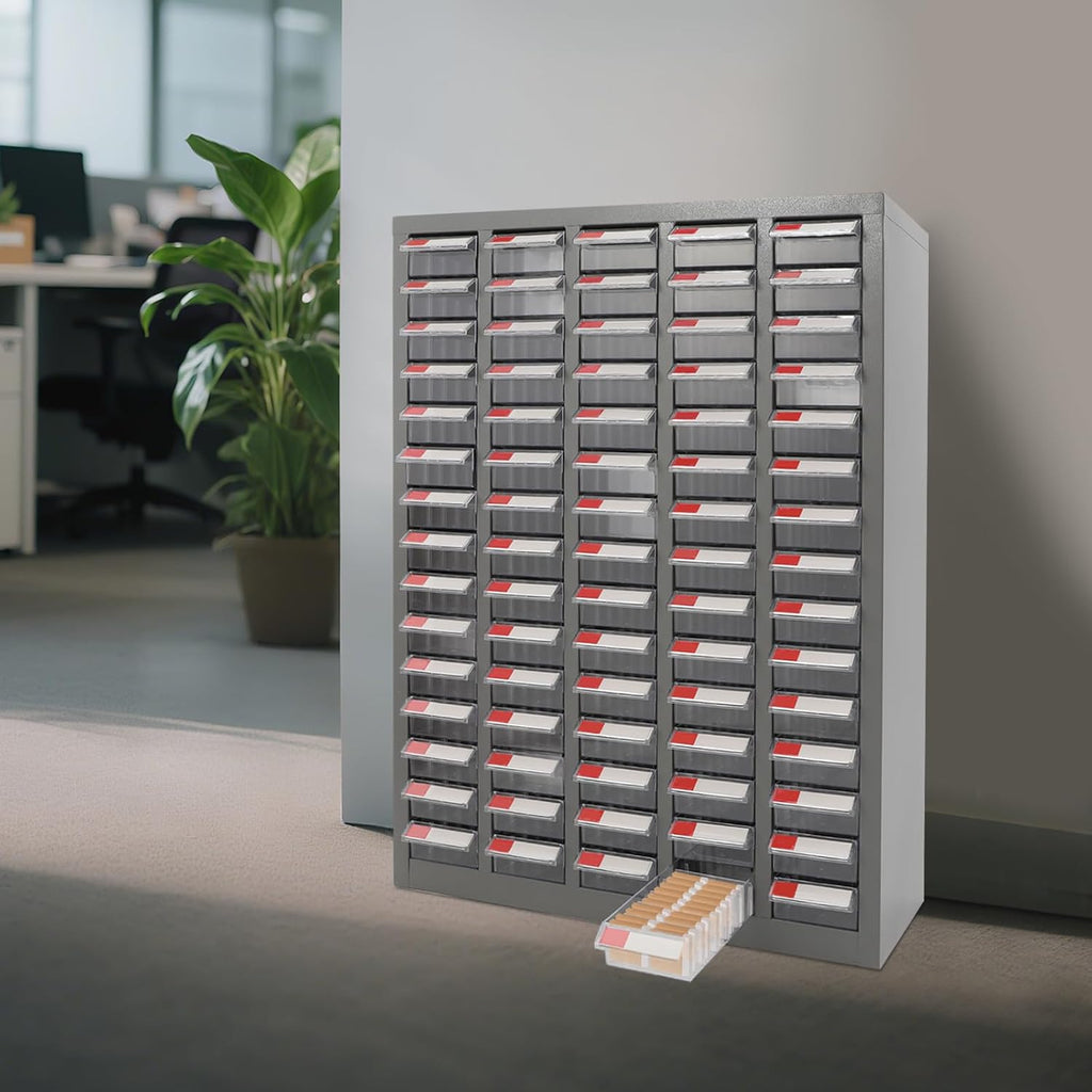 75 Drawers Bolt and Nut Storage Box Parts Cabinet Tool Hardware Storage Nut and Bolt Organizer for Garage Home Office Workshop (Grey and Clear)