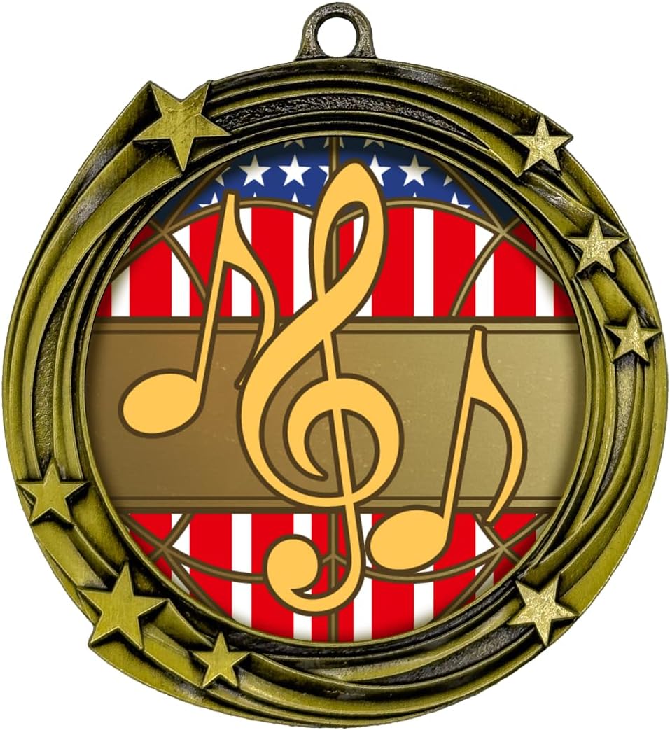 All Quality Music Swirling Stars Design Medal - 1st, 2nd, 3rd Place