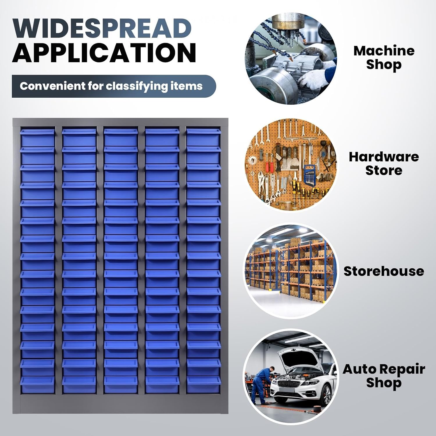 75 Drawers Parts Cabinet, (25.8'×8.66'×35.4') Nut and Bolt Organizer with Adjustable Dividers, Cold-Rolled Steel Frame & ABS Drawers, Label Slots, Tool Cabinet for Workshop, Garage, Office