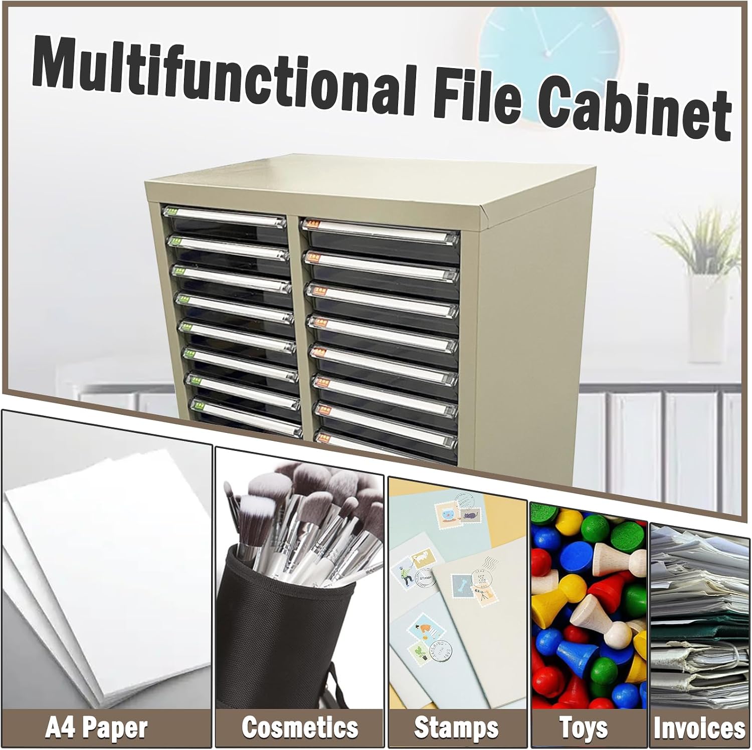 File Cabinet with 36 Drawers Documents Storage Organizer Office File Storage Cabinet with Labels for Paper/Book/Bolt/Nut