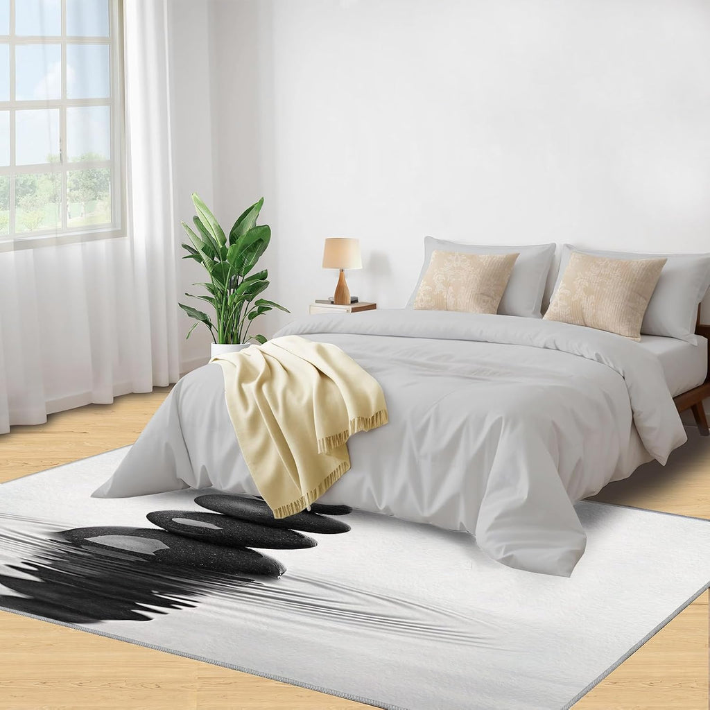 Meditation Rugs for Bedroom - 6x8 Area Rug - Zen Stone Rugs for Living Room, Mental Space Rug, Washable Home Decor Carpet