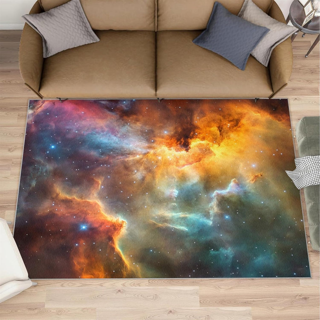 Galaxy Rug - 6x8 Rug, Starry Area Rugs for Bedroom, Universe Theme Rugs for Living Room, Kids Washable Carpet, Galaxy Home Decor & Gifts