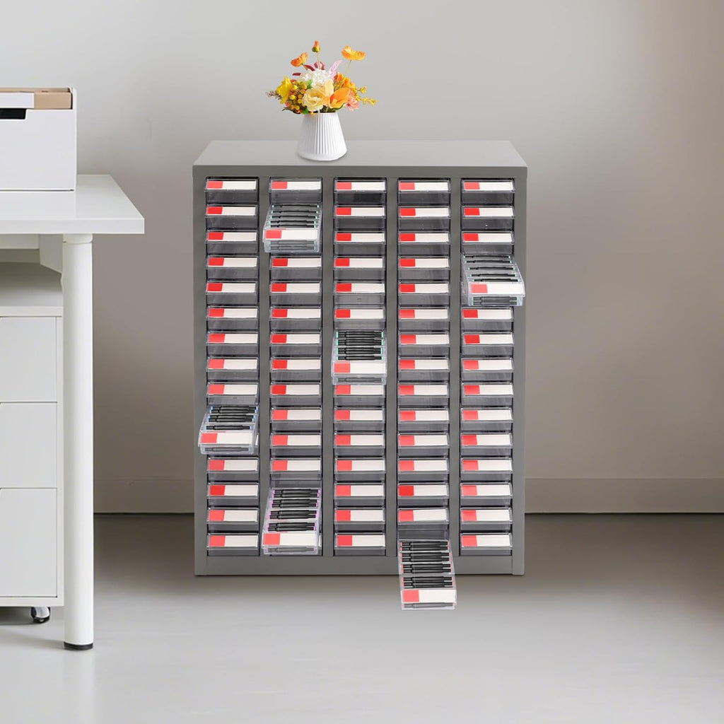 75 Drawers Parts Cabinet Bolt and Nut Tool Storage Cabinet Part Organization Shelves with Practical Tags & Dust Sheets for Tool Hardware Storage, 25.6' W x 8.7' D x 34' H