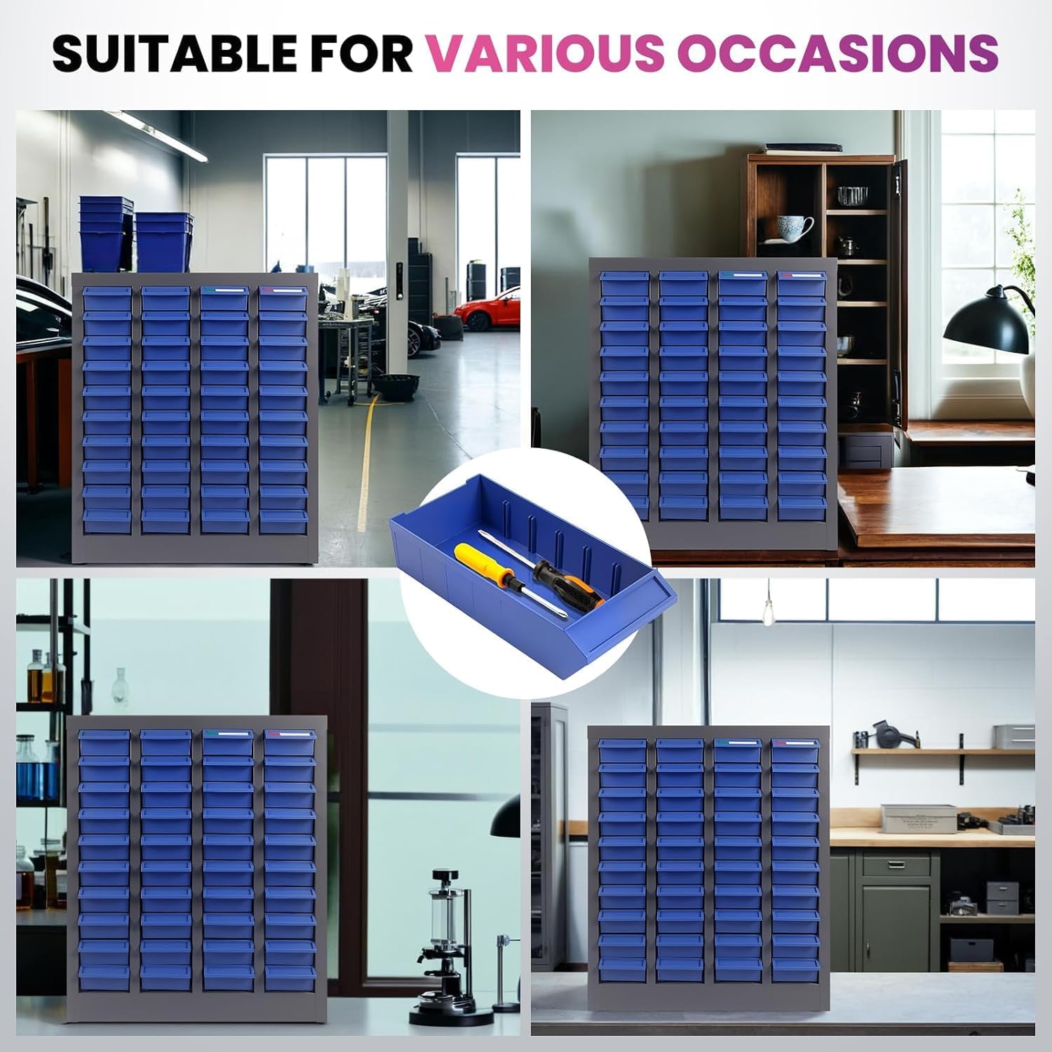 40 Drawers Bolt Bins Storage Cabinet with 200 Dividers & 80 Label Slots, Heavy-Duty Bolt and Nut Tool Storage Cabinet in Alloy Steel, Parts Cabinet with ABS Drawers for Workshop, Garage, Home